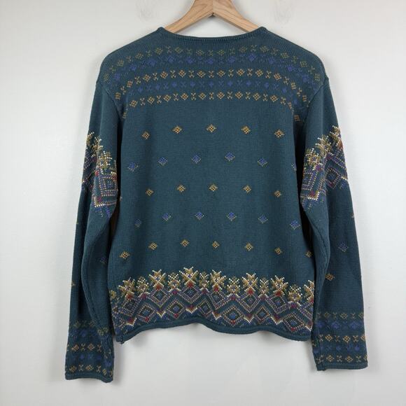 VTG Le Moda Knitwear Cardigan Sweater Womens M Button Up Dainty Cottage Grandma - Picture 3 of 8